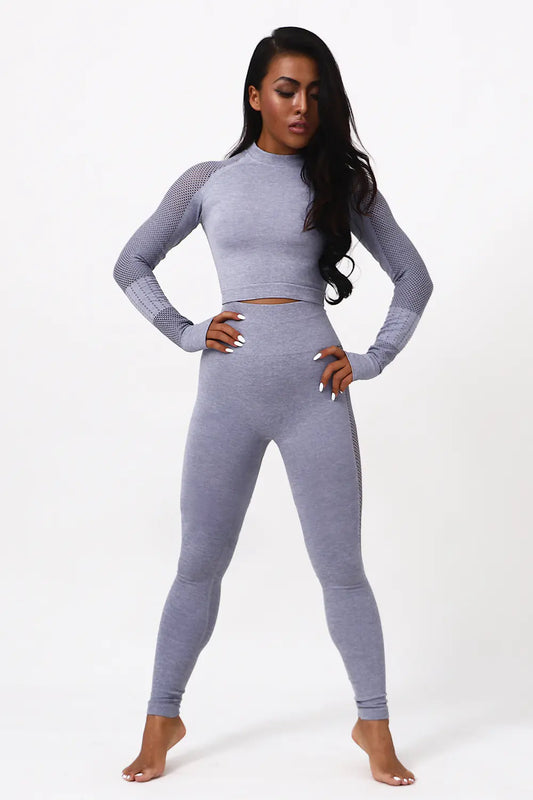 2019 Seamless Moisture-Wicking Yoga Long Sleeve Set