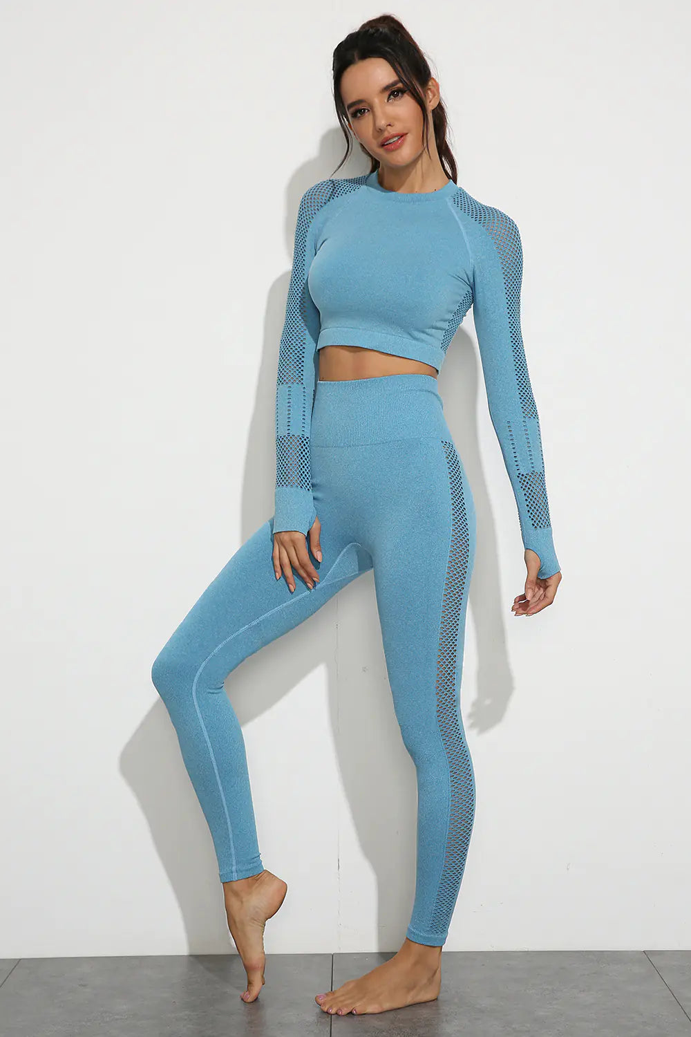 2019 Seamless Moisture-Wicking Yoga Long Sleeve Set