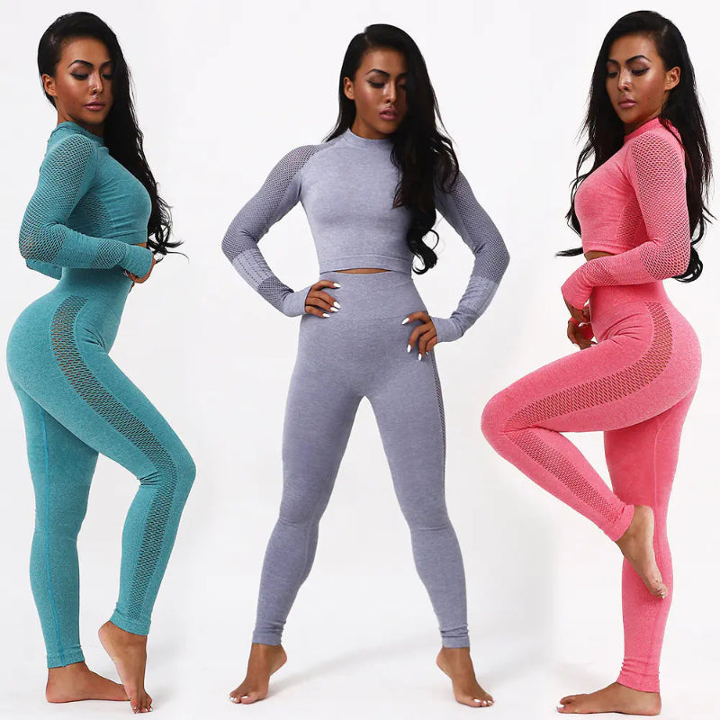 2019 Seamless Moisture-Wicking Yoga Long Sleeve Set
